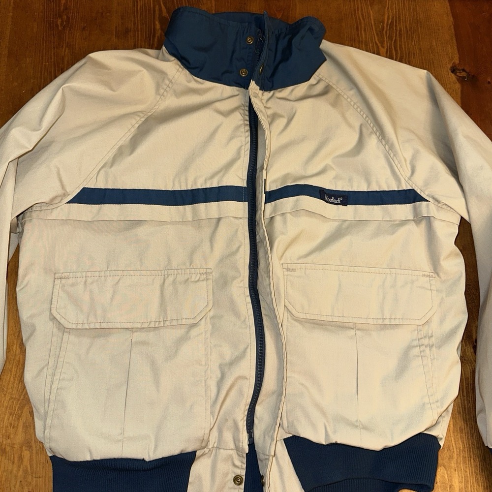 Vintage Woolrich Jacket Mens Large‎ Tan Nylon 4105 Natural Made In USA
